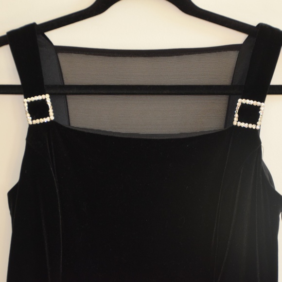 Scott McClintock Black Velvet Sheer-back Dress - Picture 2 of 8